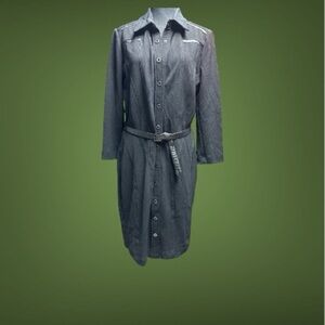 Claudia Strater Midi Black With leather Trim Shirt Dress Size 42